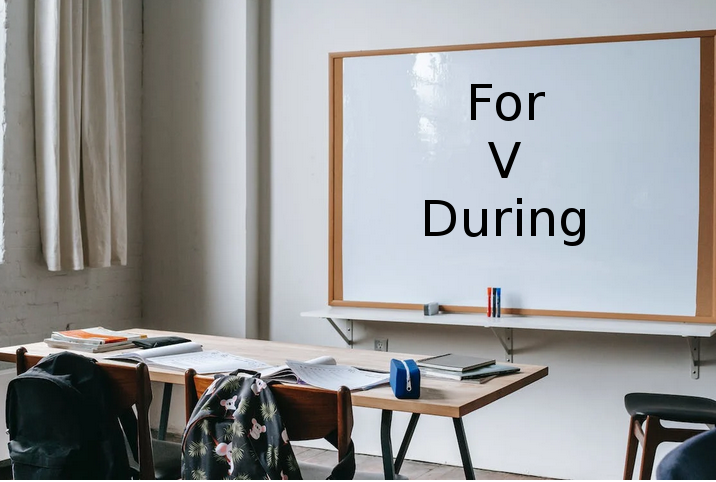 Common English mistake for and during