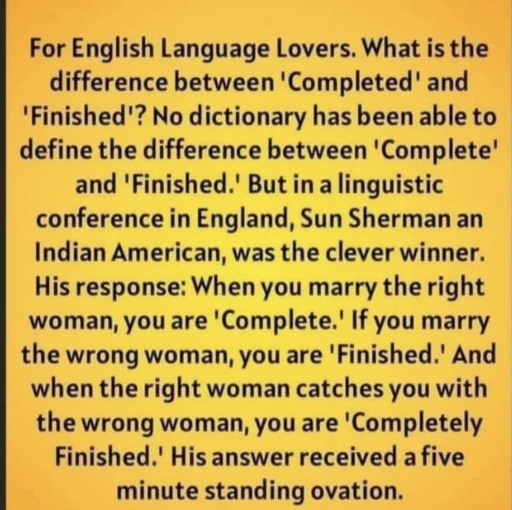 Difference between complete and finished in English.