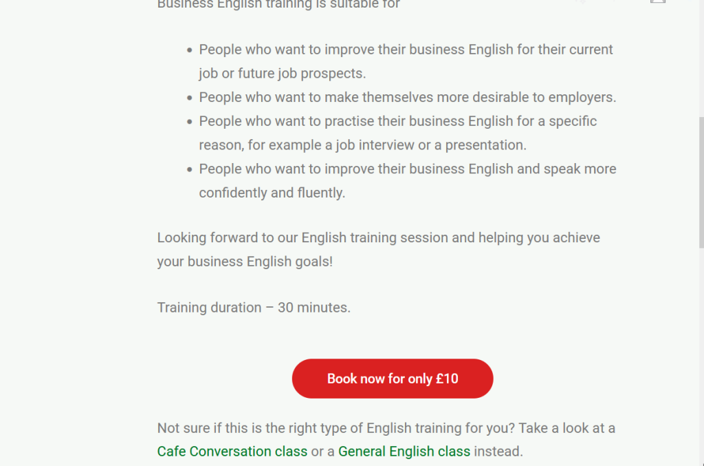 online English class lesson business English